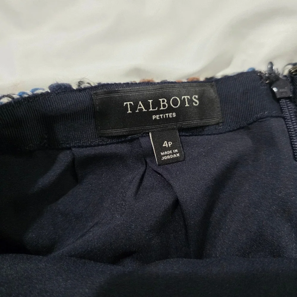 Talbots Womens Skirt Size Petite 4 Blue Tweed Wool Blend Pencil Professional